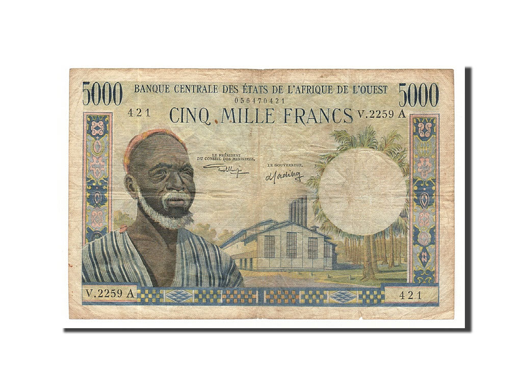 West African States, 5000 Francs, Undated (1959-65), KM:104Ai, VF(30-35)