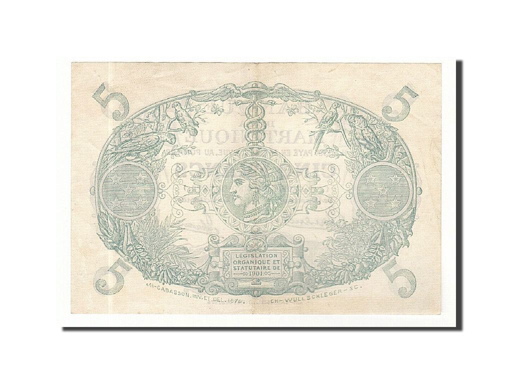 Banknote, Martinique, 5 Francs, 1934-45, Undated, KM:6, AU(50-53)