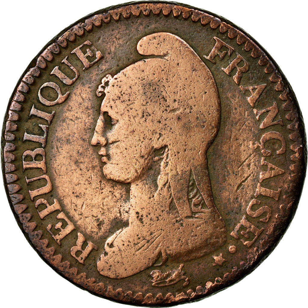 Moneta, Francia, Dupré, Decime, 1795, Paris, B, Bronzo, KM:637.1, Gadoury:186