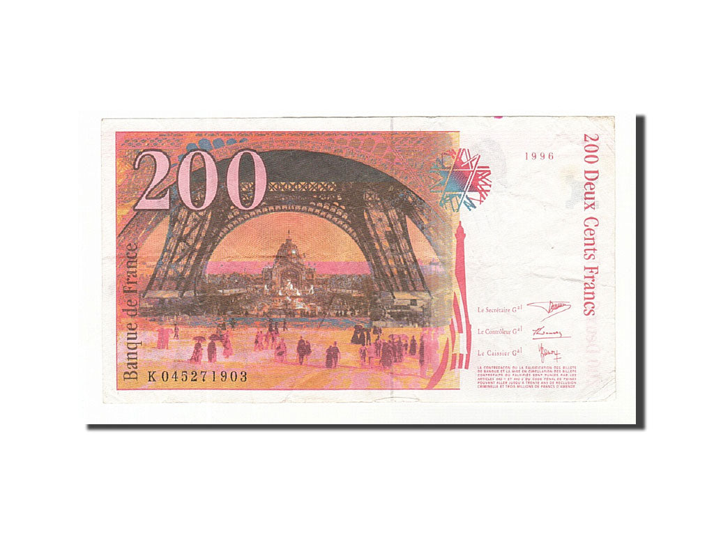 France, 200 Francs, 1996, KM:159b, 1996, VF(20-25), Fayette:75.3b)