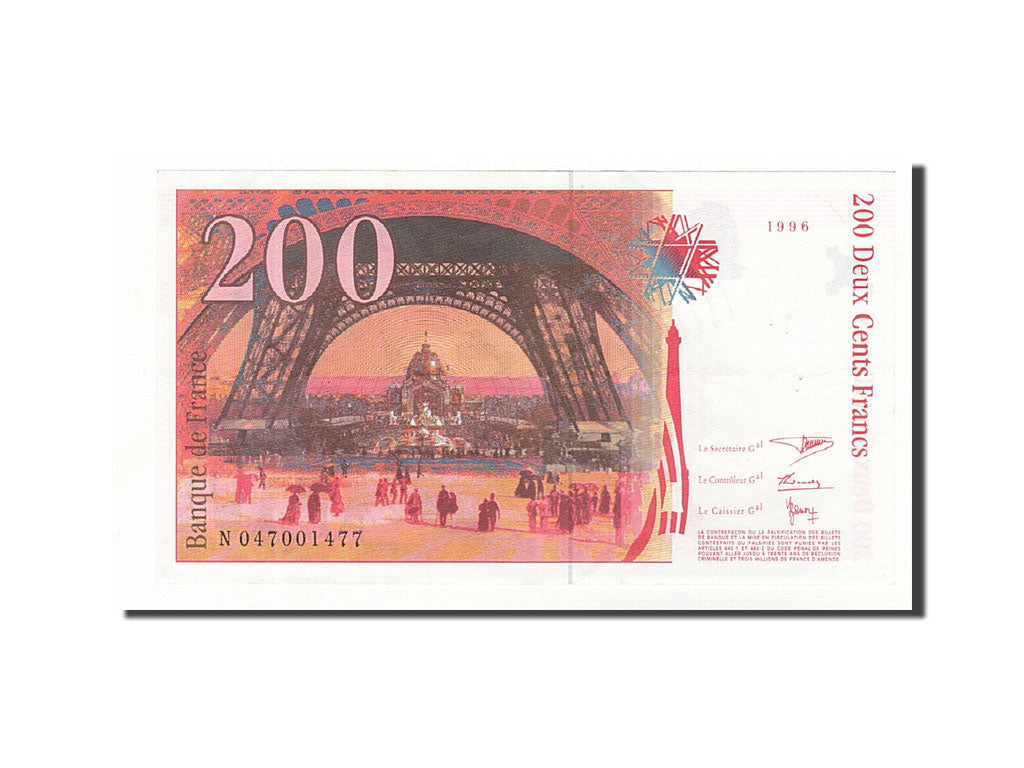 Banknote, France, 200 Francs, 1996, 1996, EF(40-45), Fayette:75.3b), KM:159b