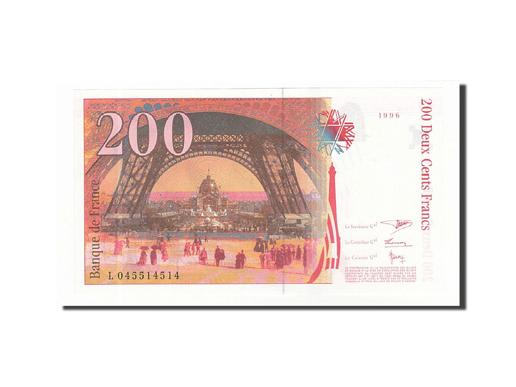 France, 200 Francs, 1996, KM:159b, 1996, UNC(63), Fayette:75.3b)