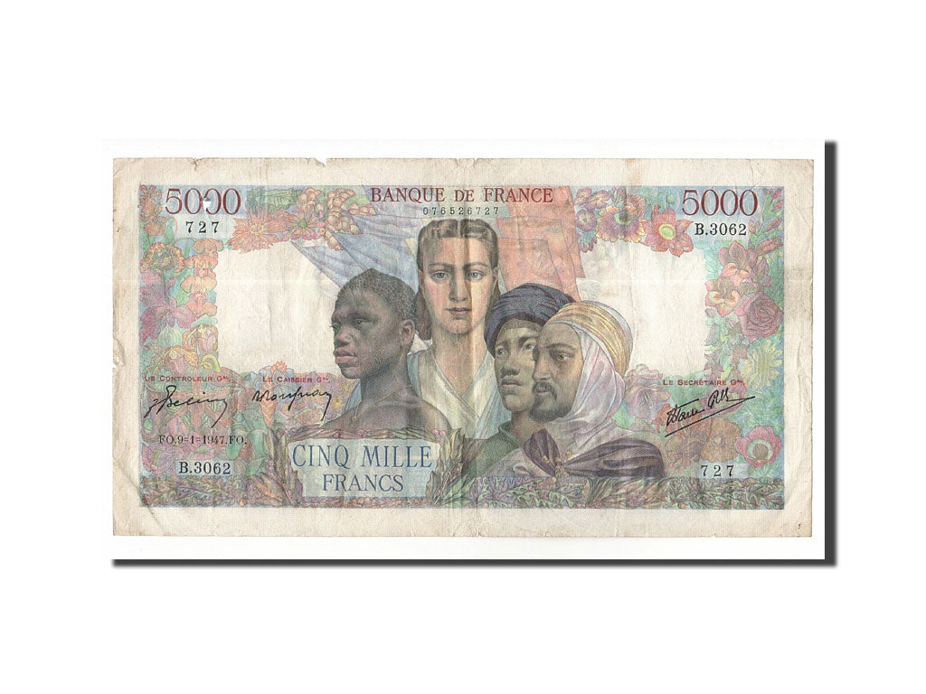 Frankreich, 5000 Francs, 1947, KM:103c, 1947-01-09, VF(20-25), Fayette:47.58