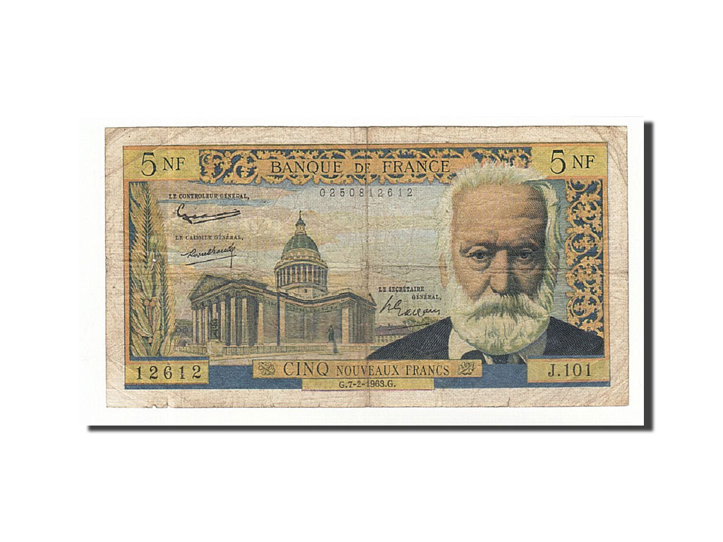 France, 5 Nouveaux Francs, 1963, KM:141a, 1963-02-07, VF(20-25), Fayette:56.13