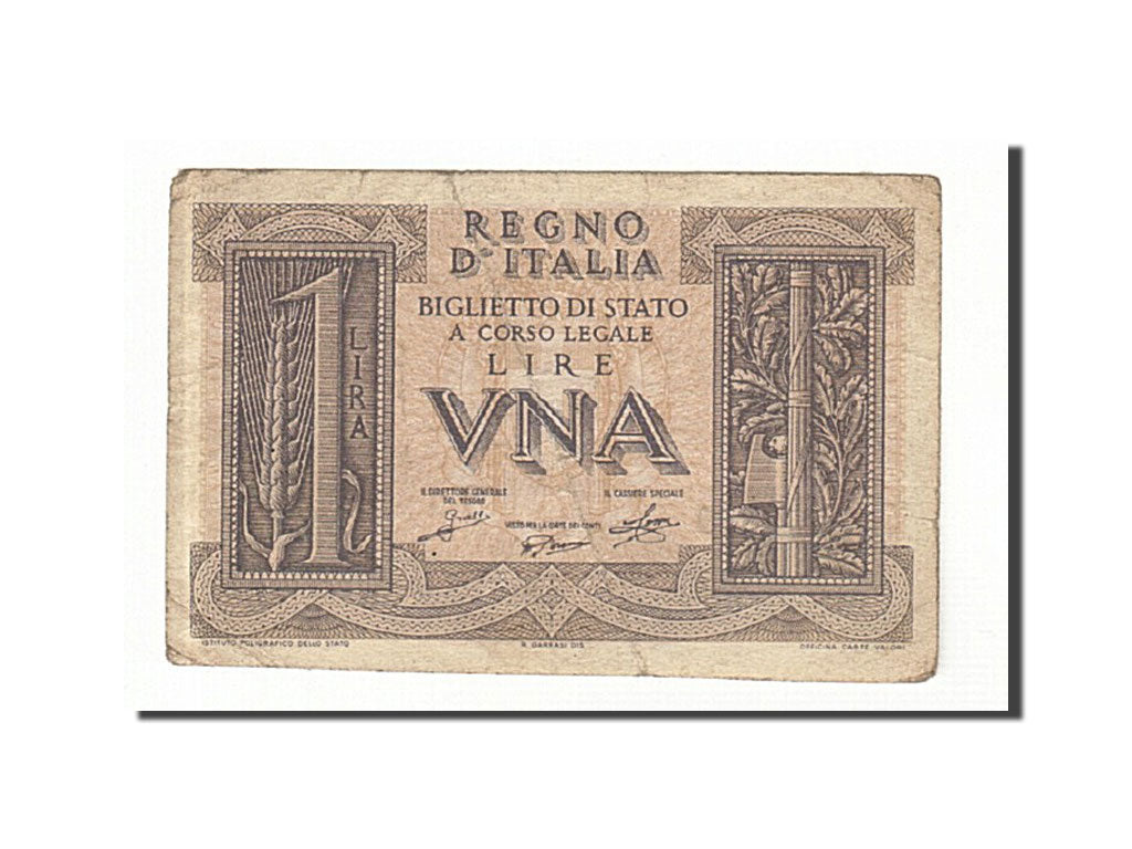 Italy, 1 Lira, 1939, KM:26, 1939-11-14, VF(30-35)