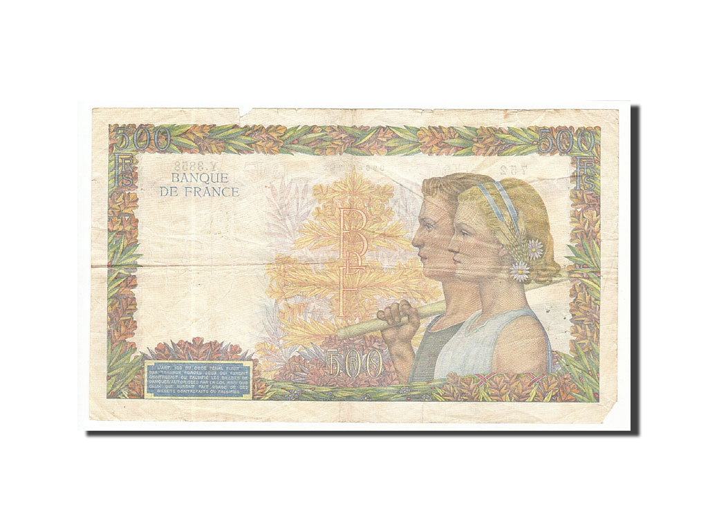 France, 500 Francs, 1941, 1941.10.30, KM:95b, B+, Fayette:32.23