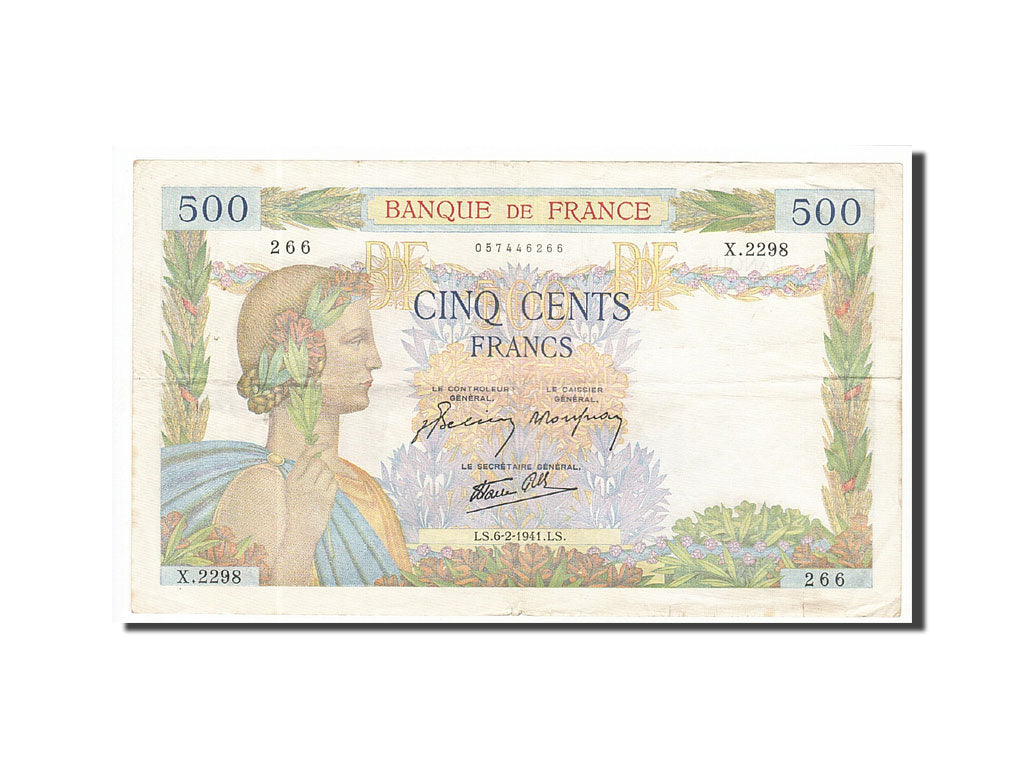 Frankreich, 500 Francs, 1941, KM:95b, 1941.02.06, EF(40-45), Fayette:32.14