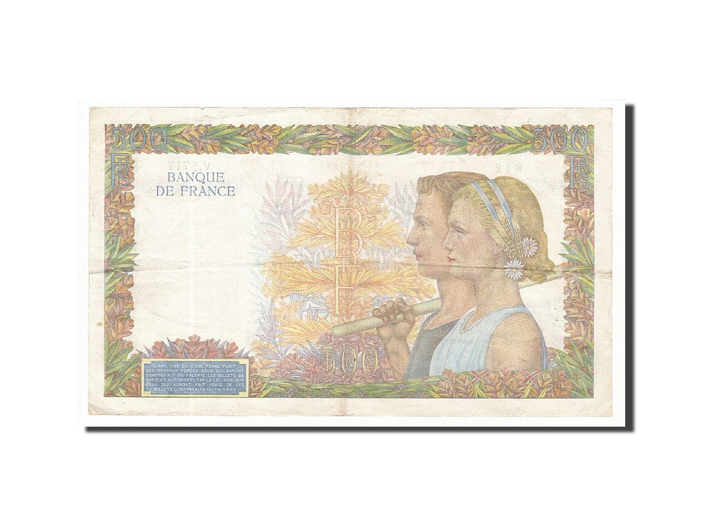 Banconote, Francia, 500 Francs, 1942, 1942-04-09, BB, Fayette:32.34, KM:95b