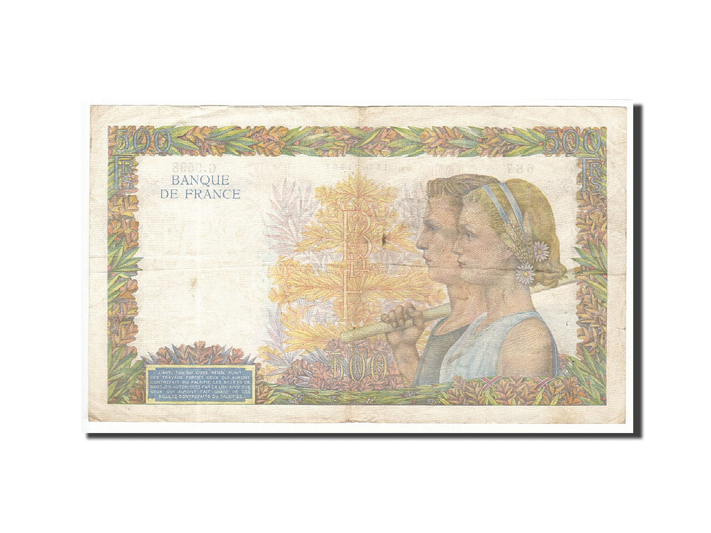 Banconote, Francia, 500 Francs, 1942, 1942-04-09, BB, Fayette:32.34, KM:95b