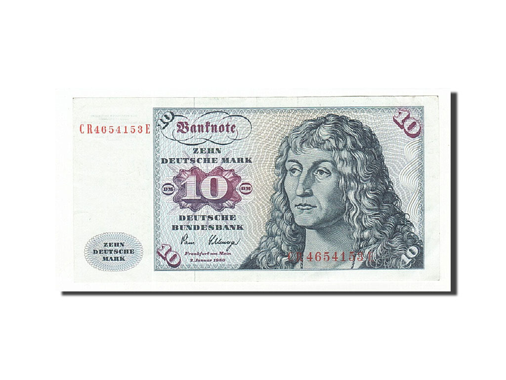 GERMANY, 10 Deutsche Mark, 1980, KM:31d, 1980-01-02, AU(50-53)