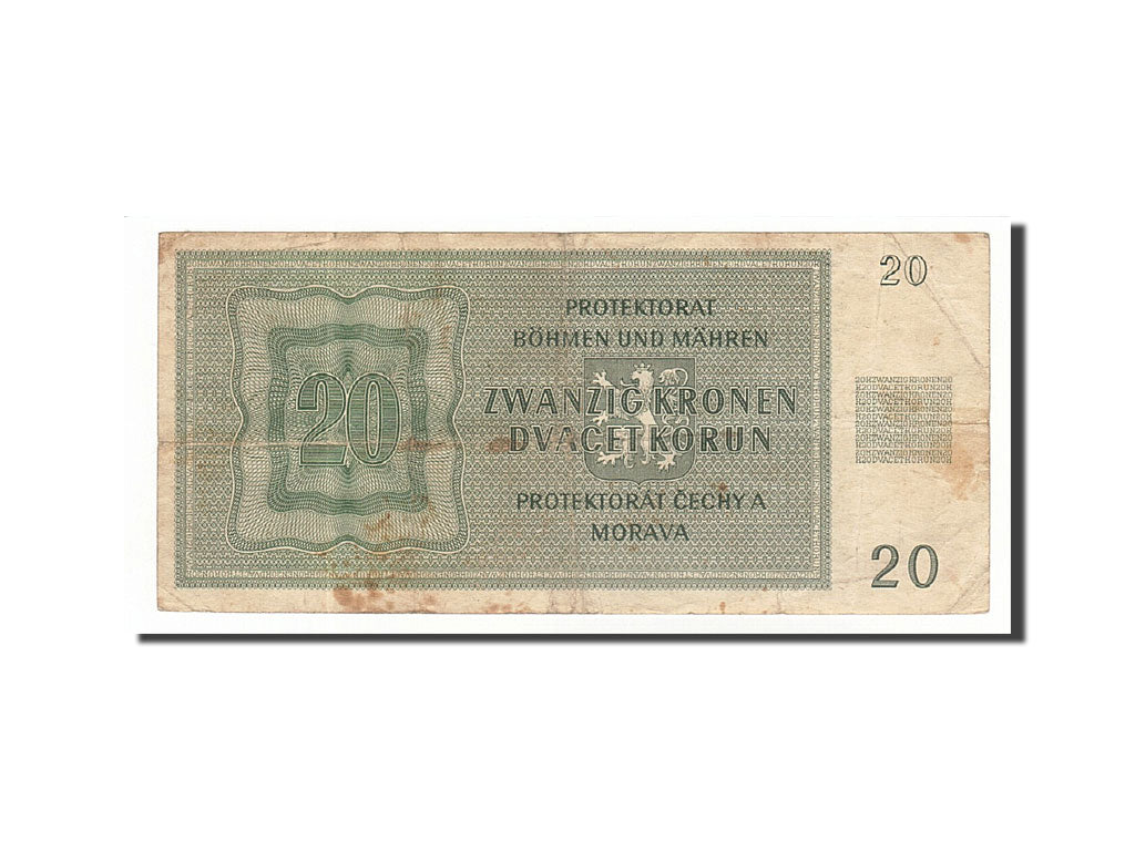 Bohemia and Moravia, 20 Korun, 1944, 1944-01-24, KM:9a, VF(30-35)