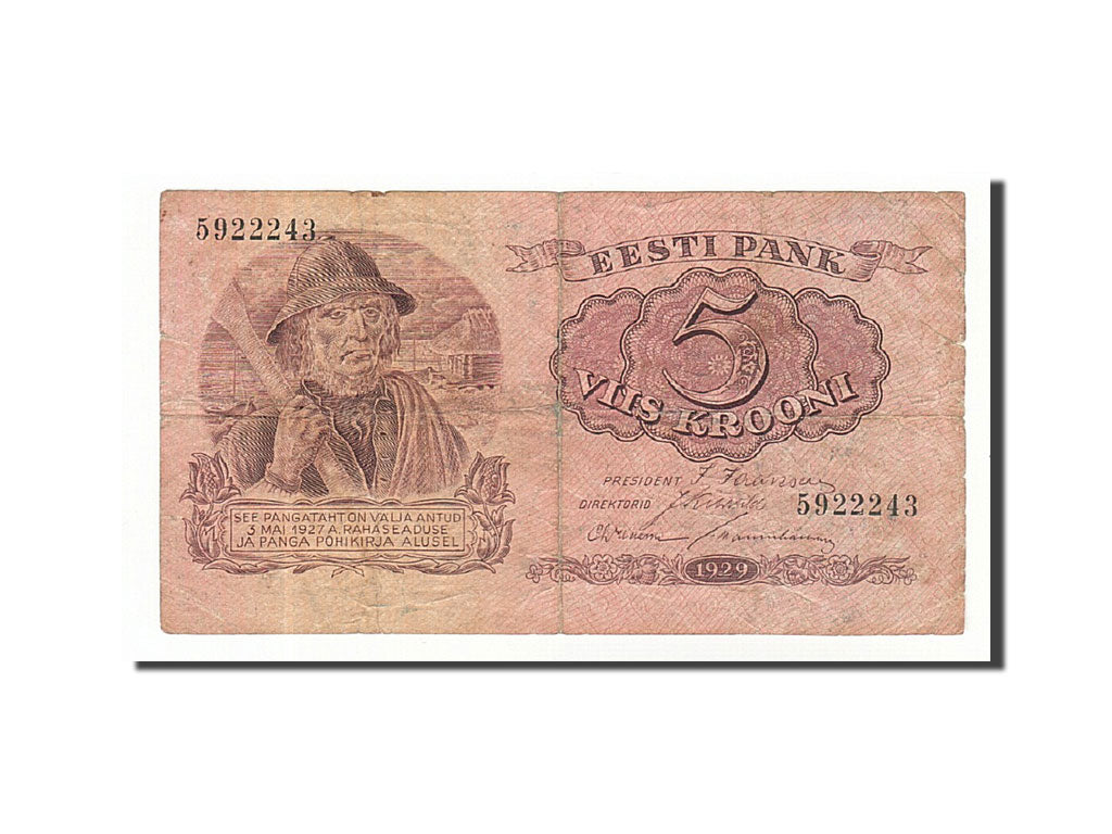 Banknote, Estonia, 5 Krooni, 1929, 1929, KM:62a, VF(20-25)
