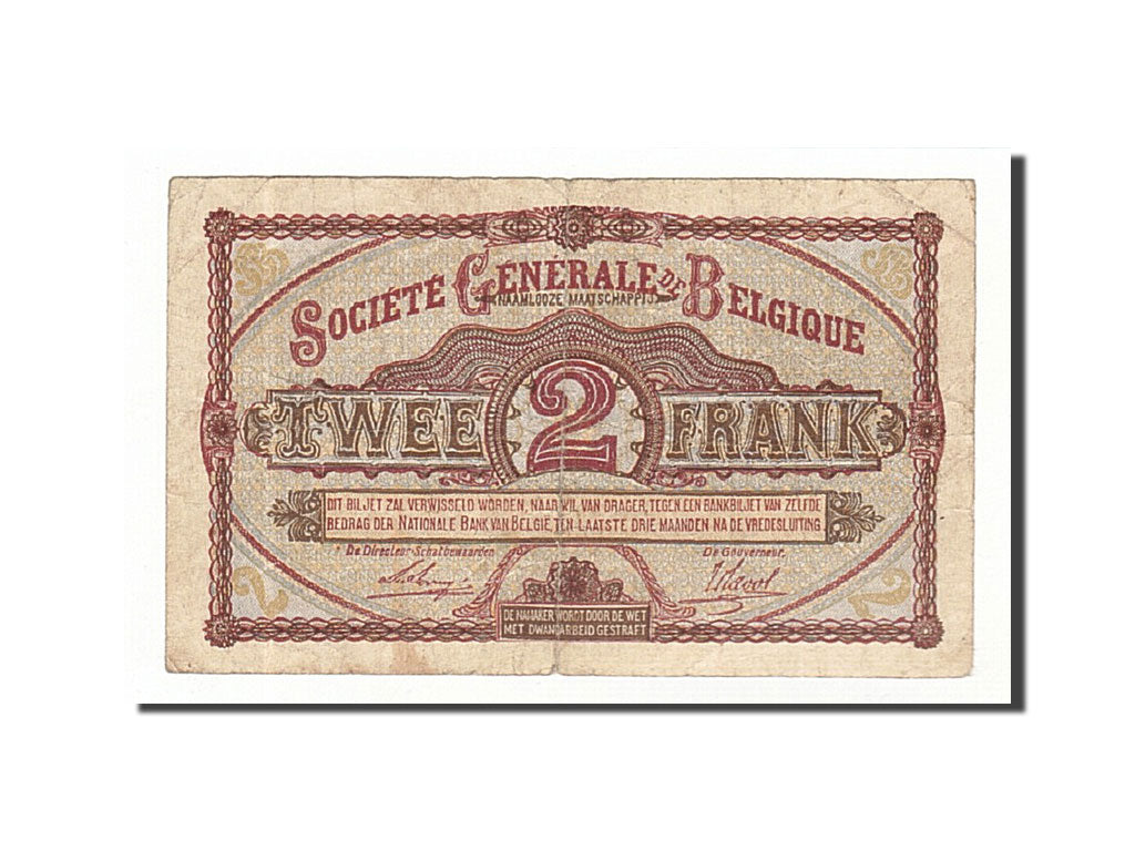 Belgium, 5 Francs, Société Générale, KM:88, 1916-11-21, VF(20-25)
