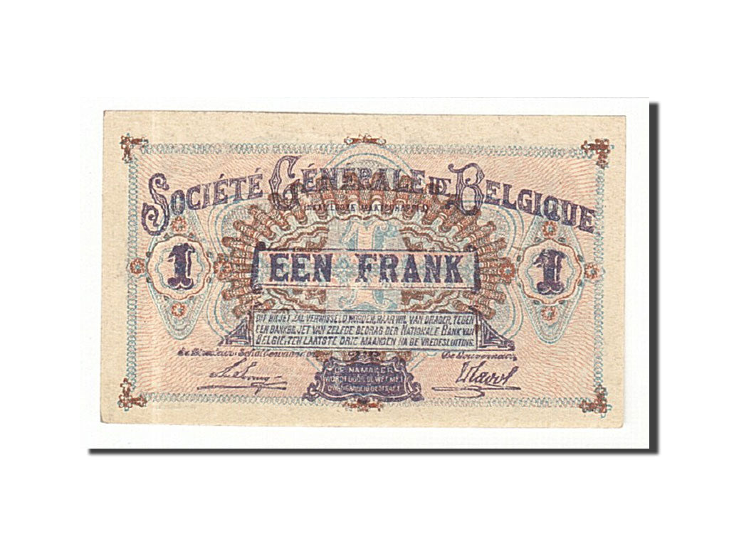Belgium, 1 Franc, Société Générale, KM:86b, 1918-10-04, UNC(63)