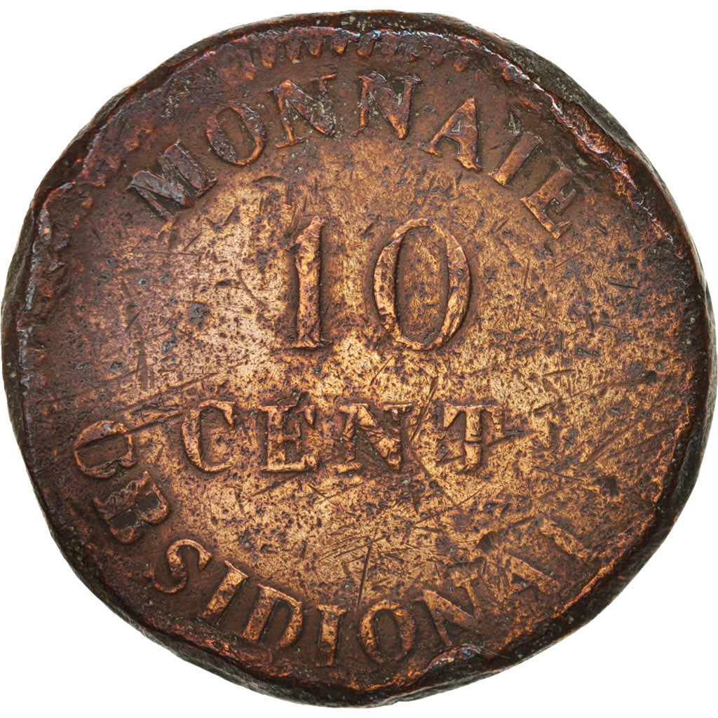 FRENCH STATES, ANTWERP, 10 Centimes, 1814, Anvers, VG(8-10), Bronze, KM:5.2