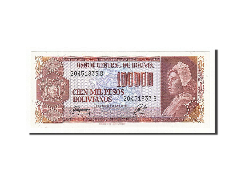 Bolivia, 10 Centavos on 100,000 Pesos Bolivianos, KM:196a, 1984-06-05,UNC(65-70)