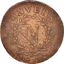 STATI FRANCESI, ANTWERP, 10 Centimes, 1814, Anvers, MB, Bronzo, KM:5.4, Gadou...