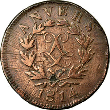 Monnaie, FRENCH STATES, ANTWERP, 10 Centimes, 1814, Anvers, TB, Bronze, KM:7.2