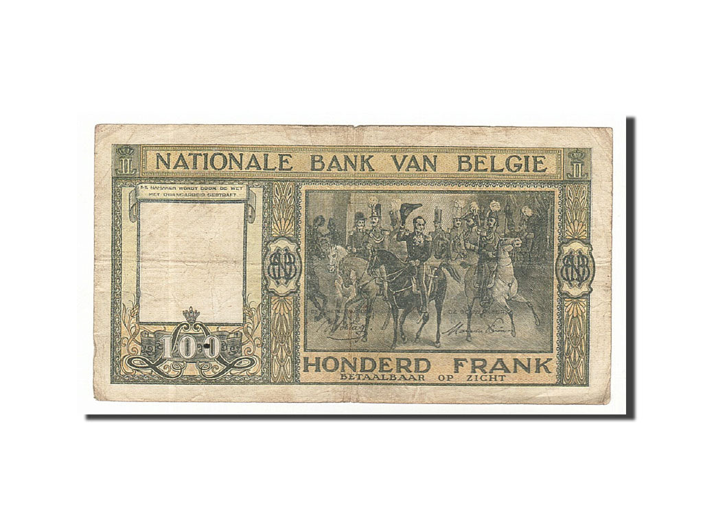 Banconote, Belgio, 100 Francs, 1944-1945, KM:126, 1946-06-19, MB