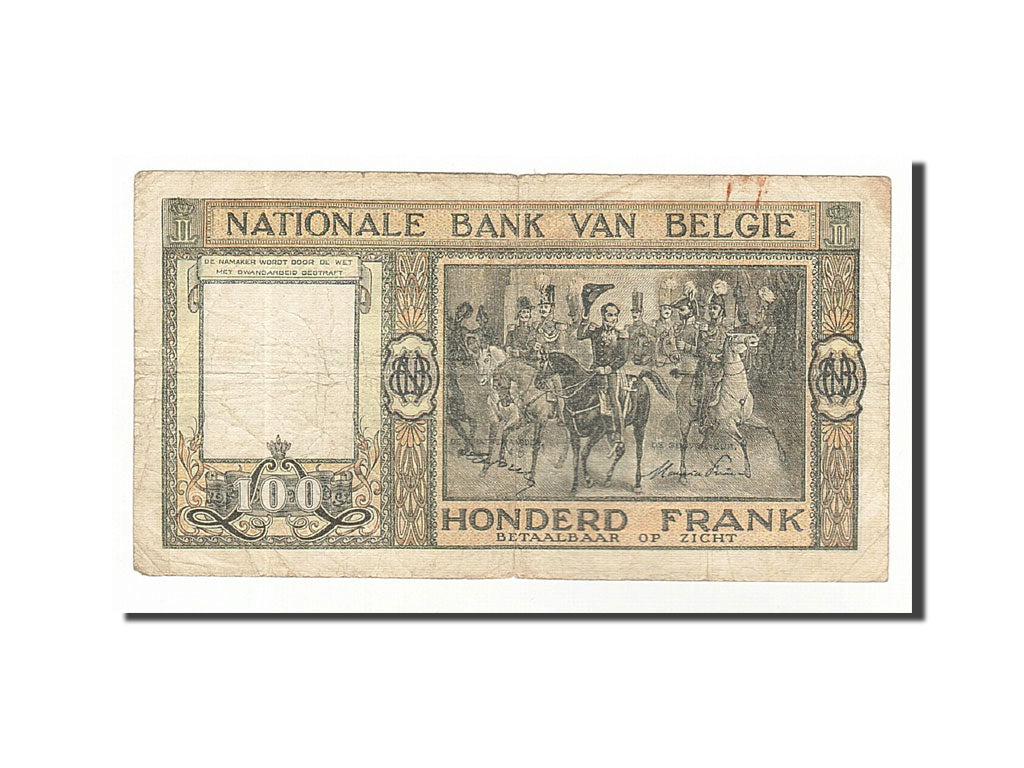 Banknote, Belgium, 100 Francs, 1944-1945, 1948-08-21, KM:126, VF(20-25)