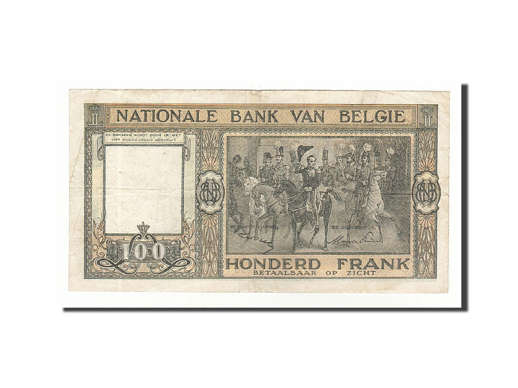 Banconote, Belgio, 100 Francs, 1944-1945, KM:126, 1949-02-16, MB+