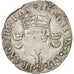 Moneda, Francia, Douzain aux croissants, 1549, Rouen, BC+, Vellón, Sombart:4380
