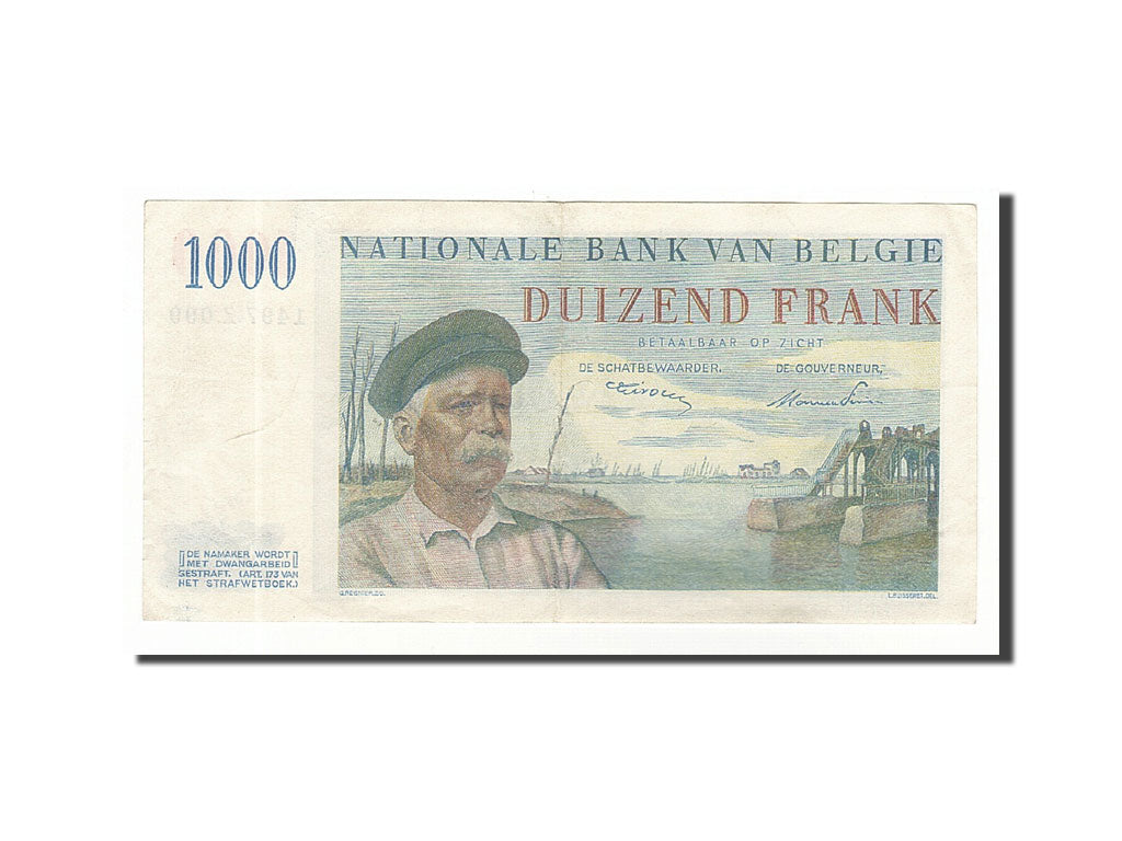 Banknote, Belgium, 1000 Francs, 1950, 1950-06-02, KM:131a, AU(50-53)