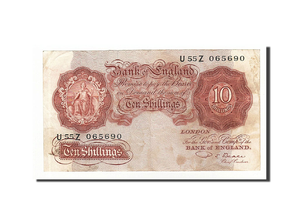 Great Britain, 10 Shillings, 1948, KM:368b, Undated (1949-1955), VF(20-25)