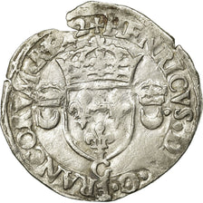 Monnaie, France, Douzain aux croissants, 1549, Poitiers, TTB, Billon