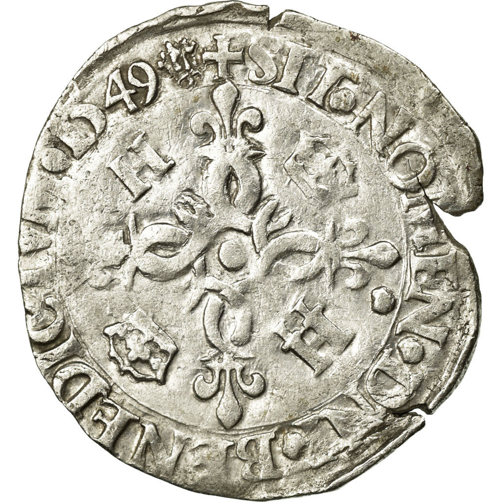 Munten, Frankrijk, Douzain aux croissants, 1549, Poitiers, ZF, Billon