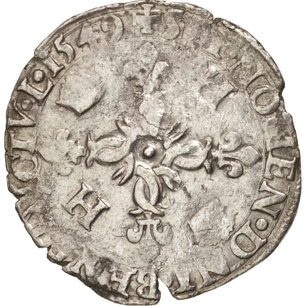 France, Douzain aux croissants, 1549, Bayonne, VF(20-25), Billon, Sombart:4380