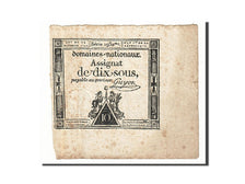 Geldschein, Frankreich, 10 Sous, 1792, Guyon, 1792-10-24, S+, KM:A64a