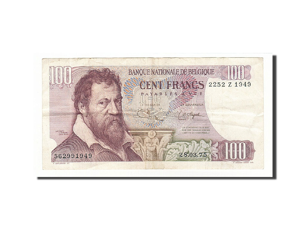 Banknote, Belgium, 100 Francs, 1975, 1975-03-28, KM:134b, EF(40-45)