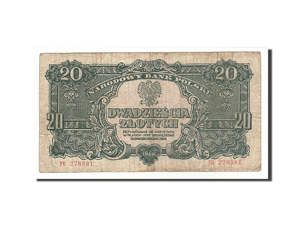 Banknote, Poland, 20 Zlotych, 1944, 1944, KM:113a, VF(20-25)