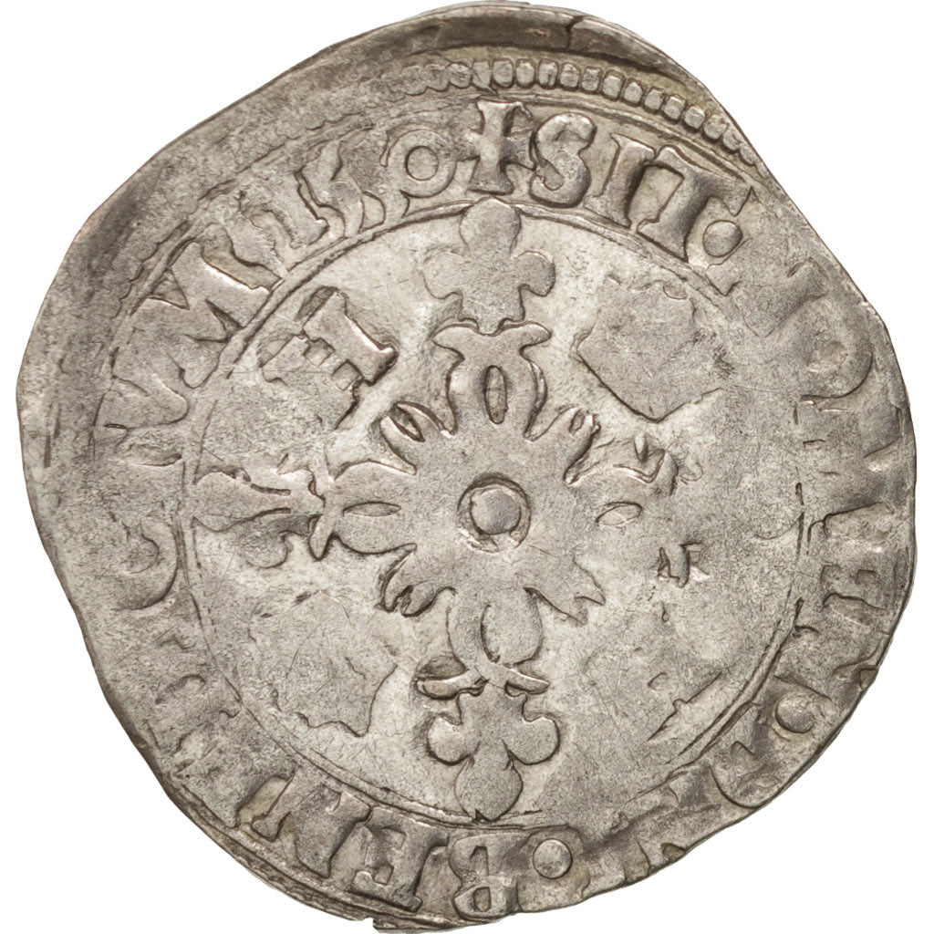 Coin, France, Douzain aux croissants, 1550, Saint Lô, VF(20-25), Billon
