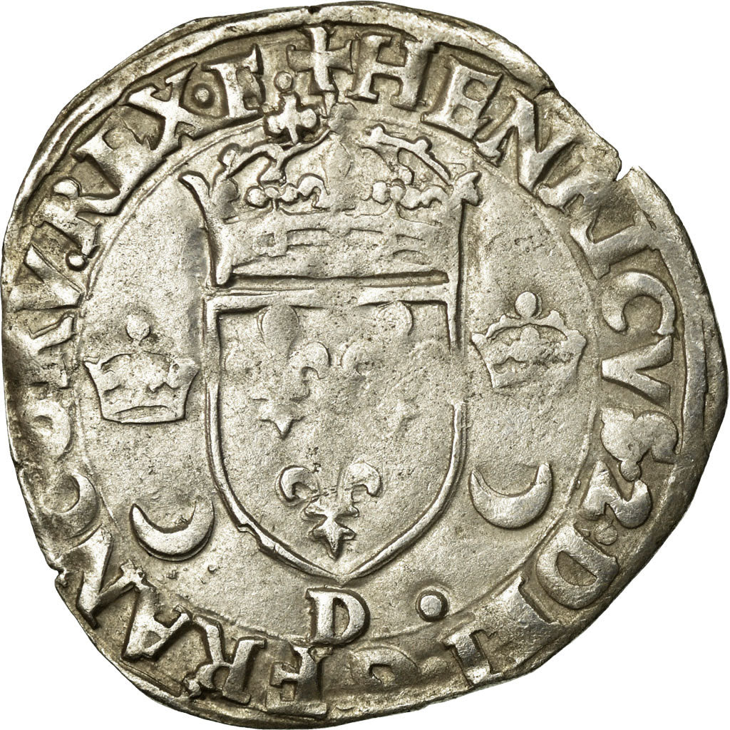 Coin, France, Douzain aux croissants, 1550, Lyons, EF(40-45), Billon