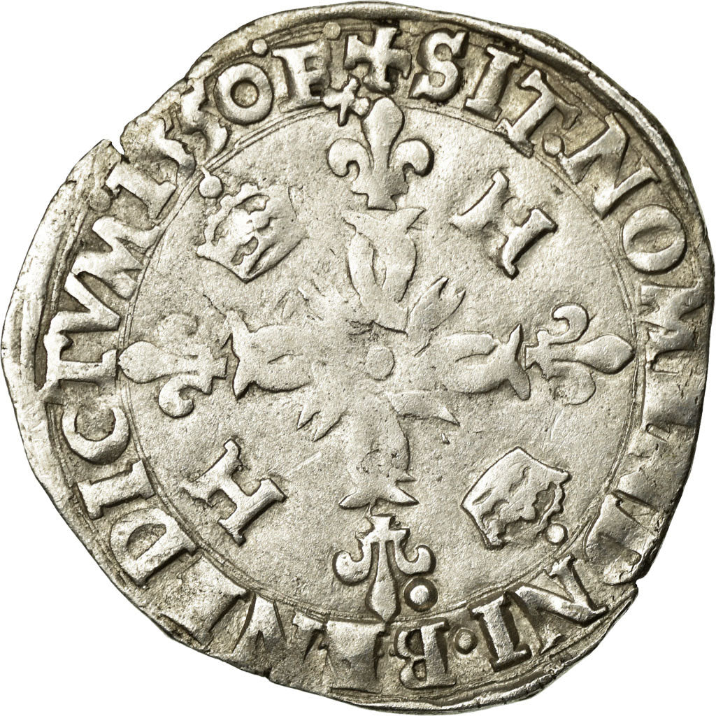 Coin, France, Douzain aux croissants, 1550, Lyons, EF(40-45), Billon