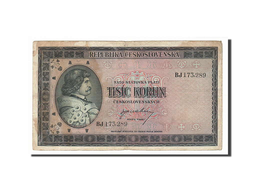 Czechoslovakia, 1000 Korun, 1945, Undated, KM:65a, VF(20-25)