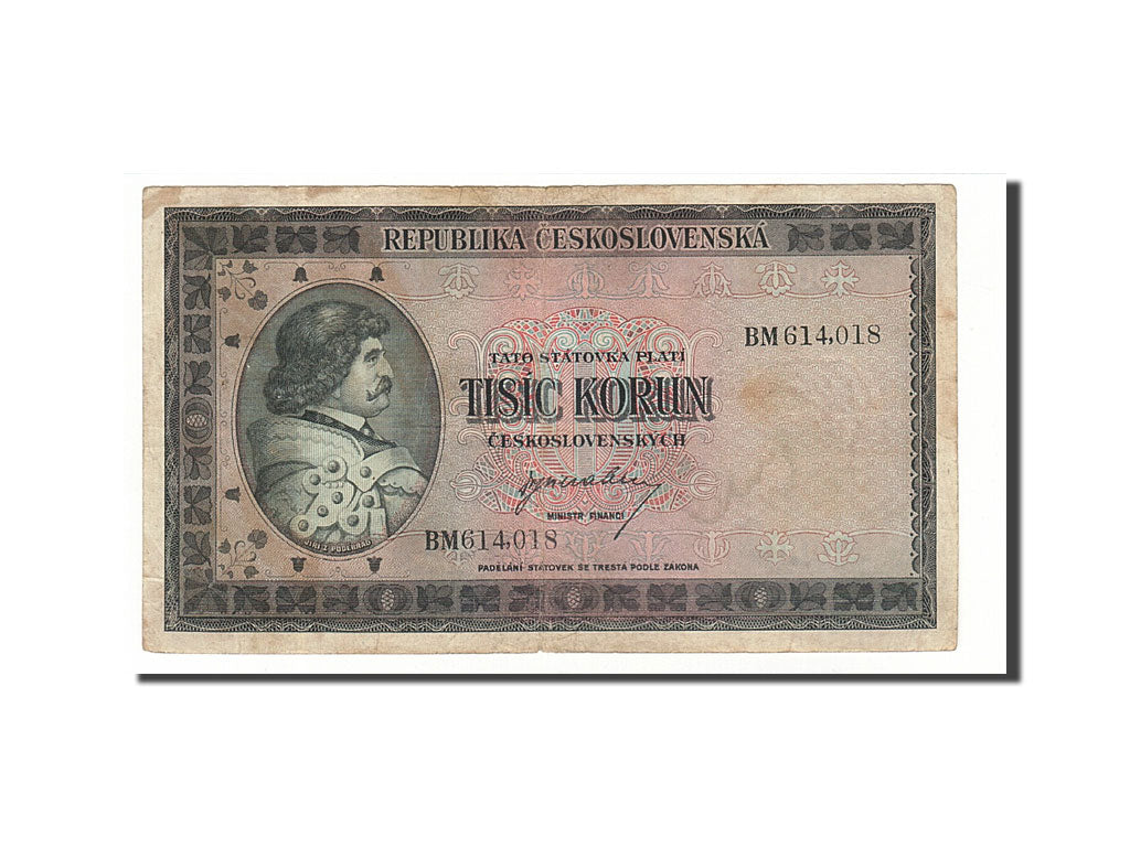 Czechoslovakia, 1000 Korun, 1945, Undated, KM:65a, VF(30-35)
