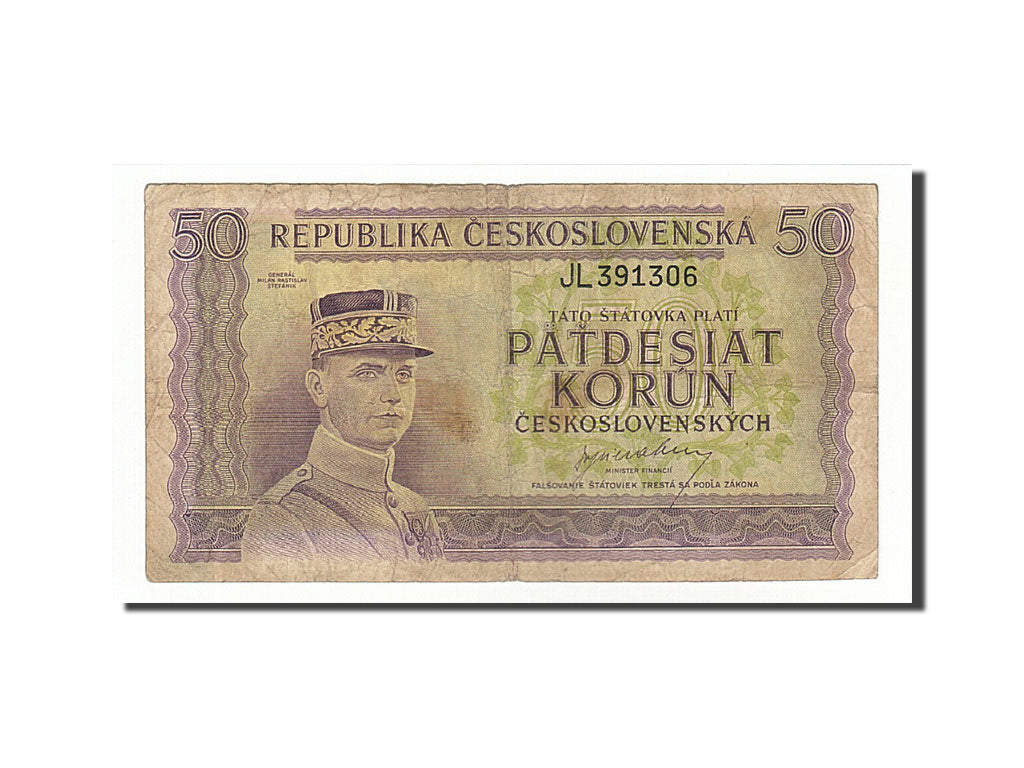 Banknote, Czechoslovakia, 50 Korun, 1945, Undated, KM:62a, VF(20-25)