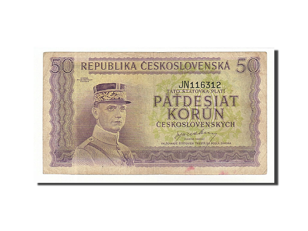 Banknote, Czechoslovakia, 50 Korun, 1945, Undated, KM:62a, VF(20-25)