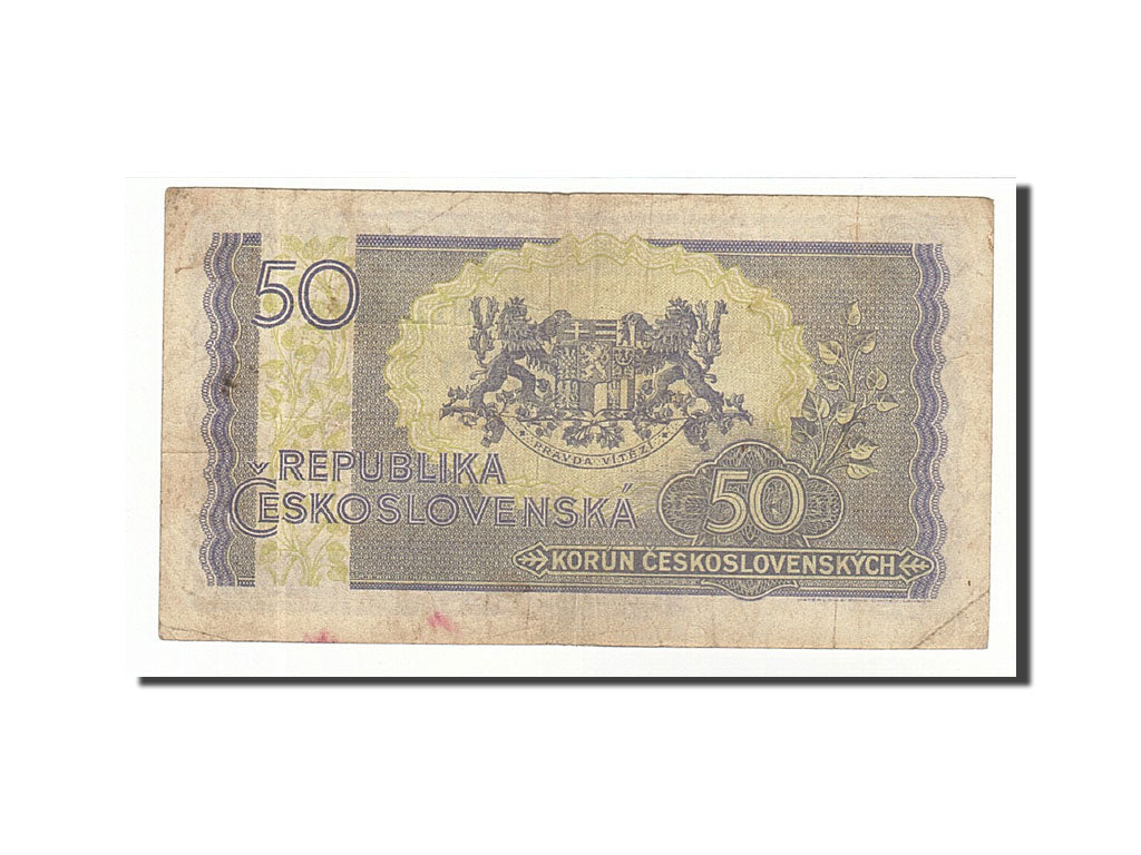 Banknote, Czechoslovakia, 50 Korun, 1945, Undated, KM:62a, VF(20-25)
