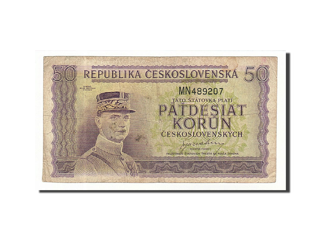 Czechoslovakia, 50 Korun, 1945, Undated, KM:62a, VF(20-25)