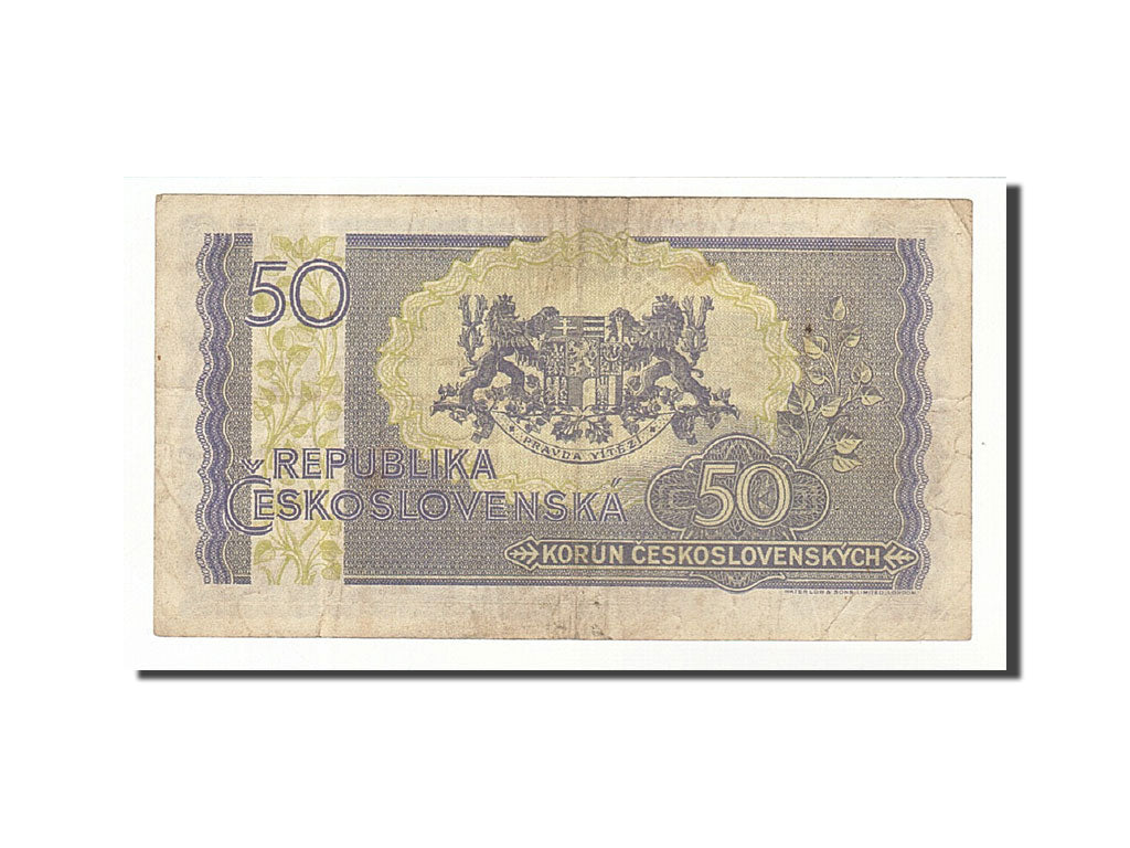 Czechoslovakia, 50 Korun, 1945, Undated, KM:62a, VF(30-35)