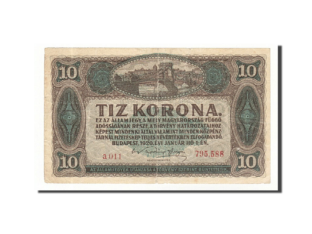 Hungary, 10 Korona, 1920, KM:60, 1920-01-01, VF(30-35)