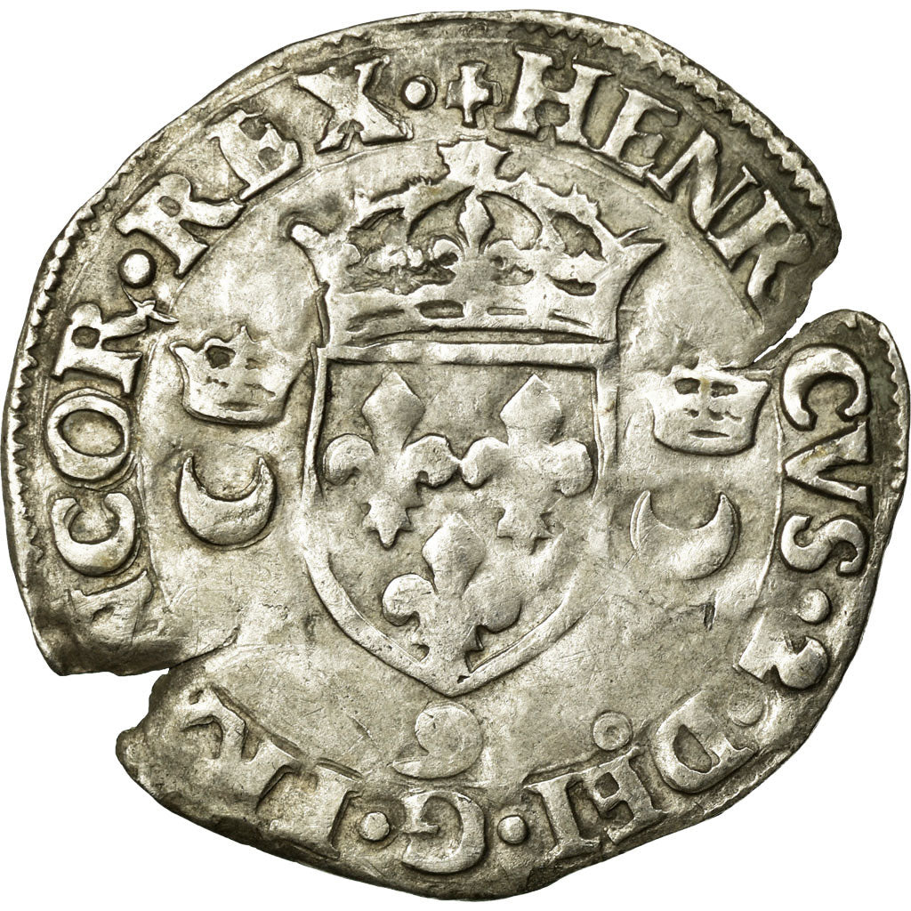 Coin, France, Douzain aux croissants, 1551, Rennes, VF(30-35), Billon