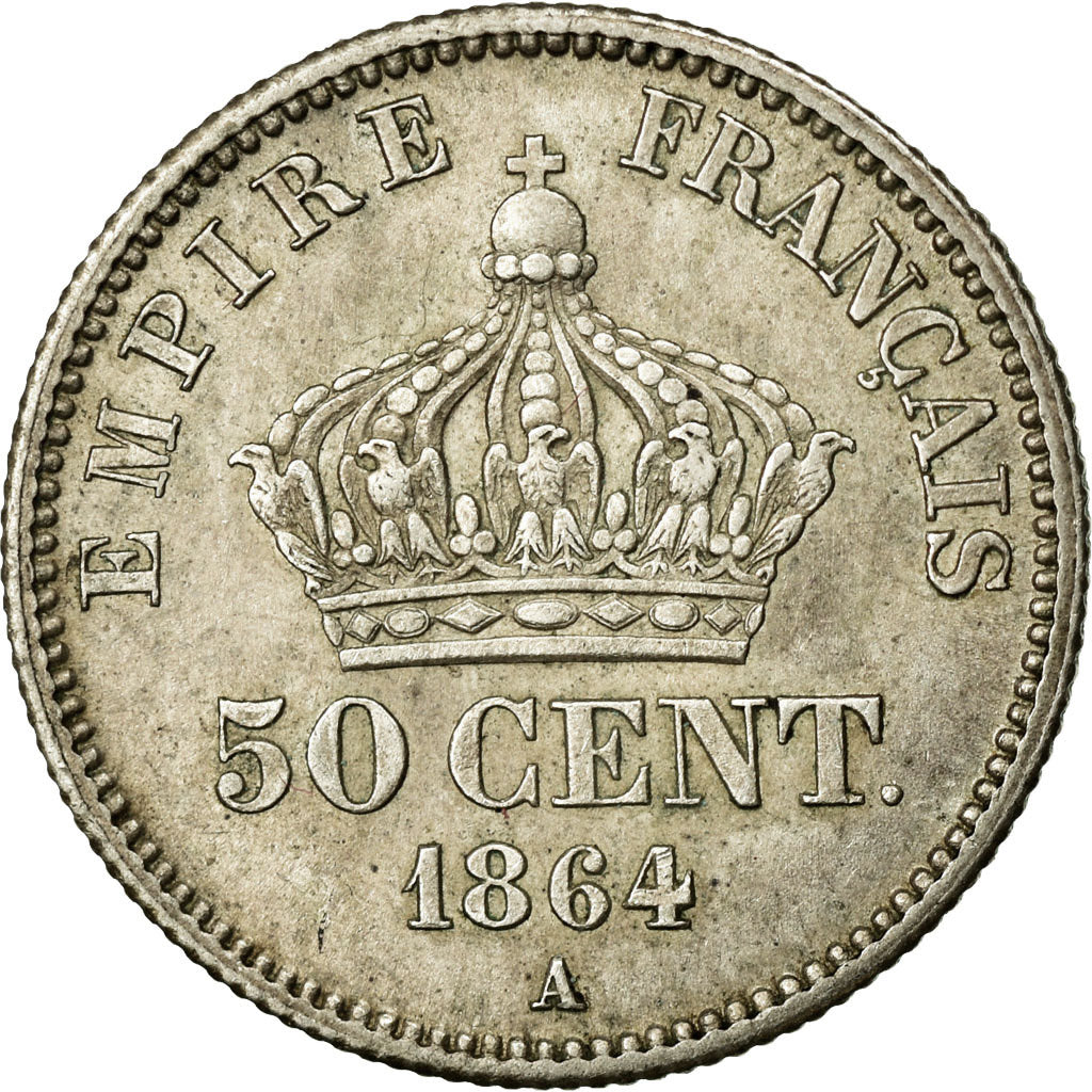Coin, France, Napoleon III, Napoléon III, 50 Centimes, 1864, Paris, AU(50-53)