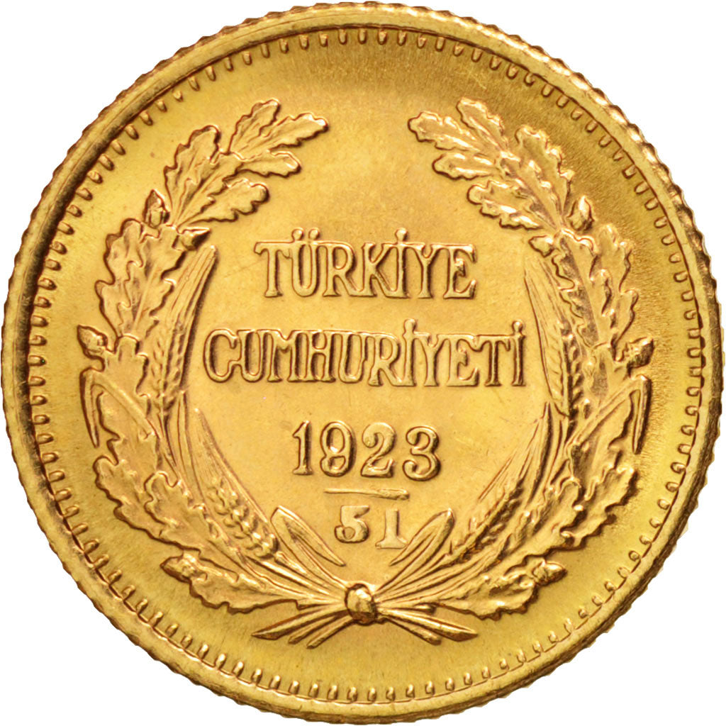 Turkey, 25 Kurush, 1974, Ankara, AU(55-58), Gold, KM:851