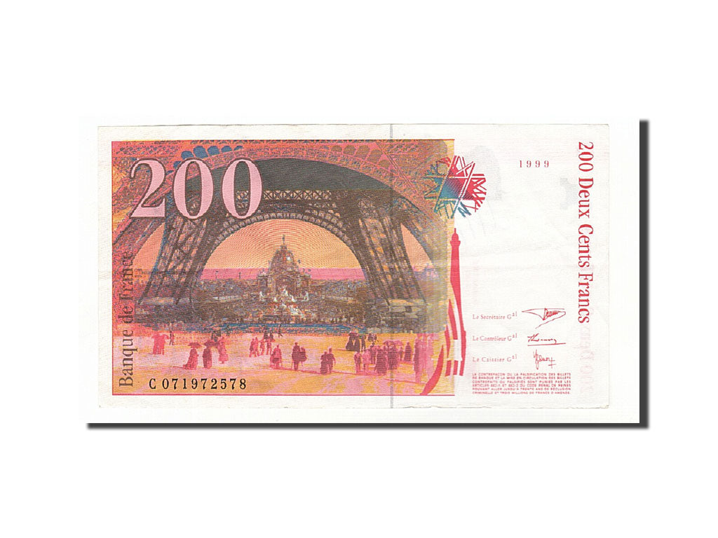 France, 200 Francs, 1999, KM:159c, 1999, EF(40-45), Fayette:75.5