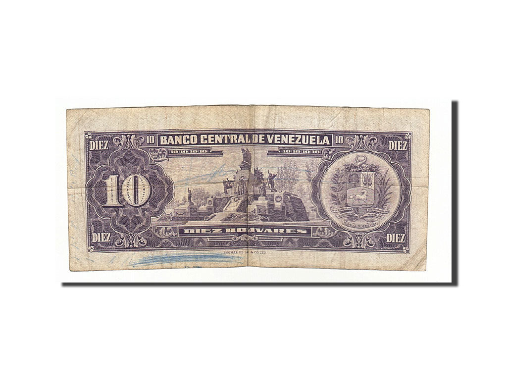 Venezuela, 10 Bolívares, 1963-1970, KM:45e, 1968-03-05, VF(20-25)